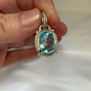 Judith Ripka Blue Topaz Pendant, Sterling Enhancer